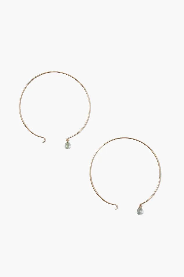 14k Belle Hoop Earrings Maxi Green Sapphire Women Chan Luu Earrings