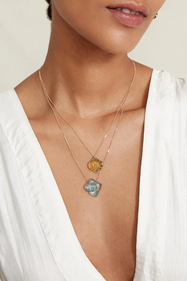 14k Gardenia Necklace Blue Topaz Women Chan Luu 14k Fine