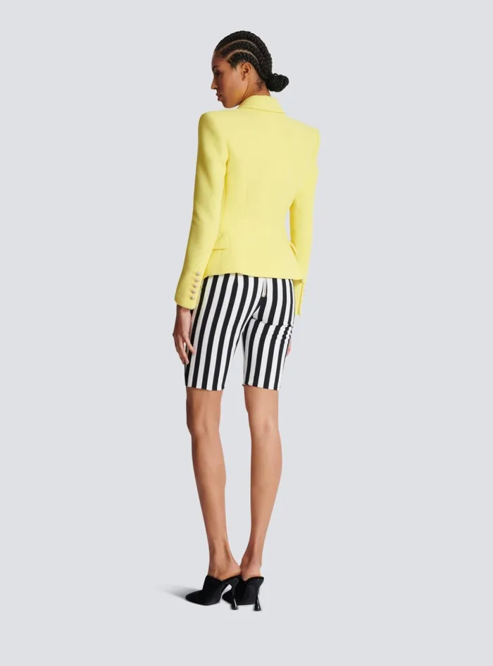 6button Double Crepe Twotone Jacket Yellow Women Balmain Jackets And Blazers