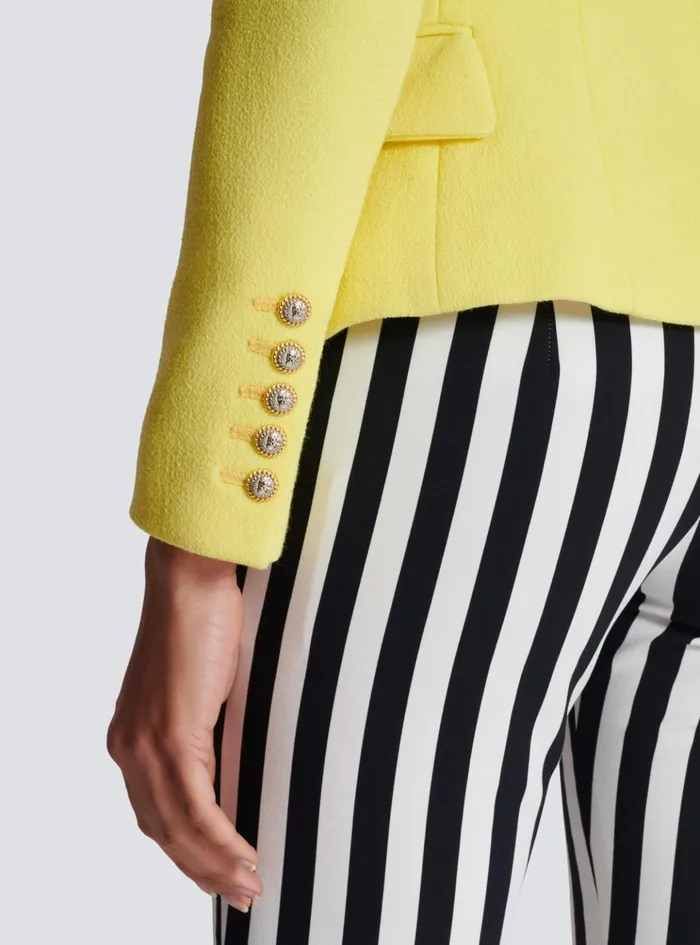 6button Double Crepe Twotone Jacket Yellow Women Balmain Jackets And Blazers