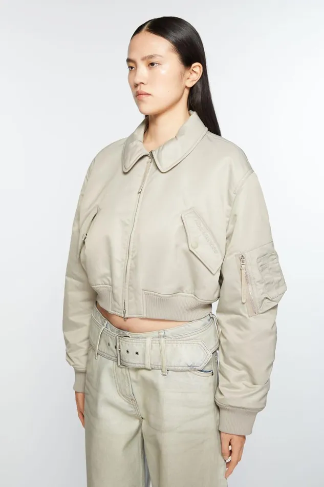 Acne Studios Bomber Jacket Fog Grey Women Outerwear Acne Studios Bomber Jacket Fog Grey Women Outerwear