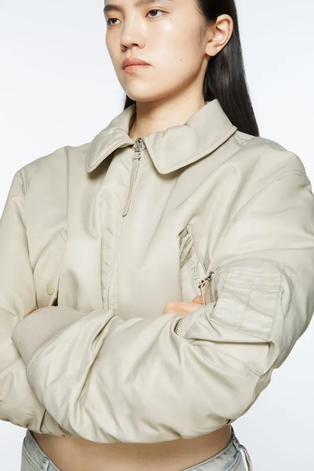 Acne Studios Bomber Jacket Fog Grey Women Outerwear Acne Studios Bomber Jacket Fog Grey Women Outerwear