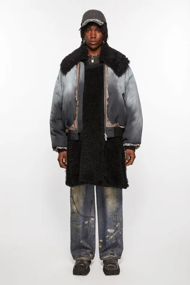 Acne Studios Bomber Layered Coat Faded Black Men Outerwear