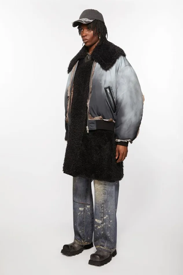 Acne Studios Bomber Layered Coat Faded Black Men Outerwear