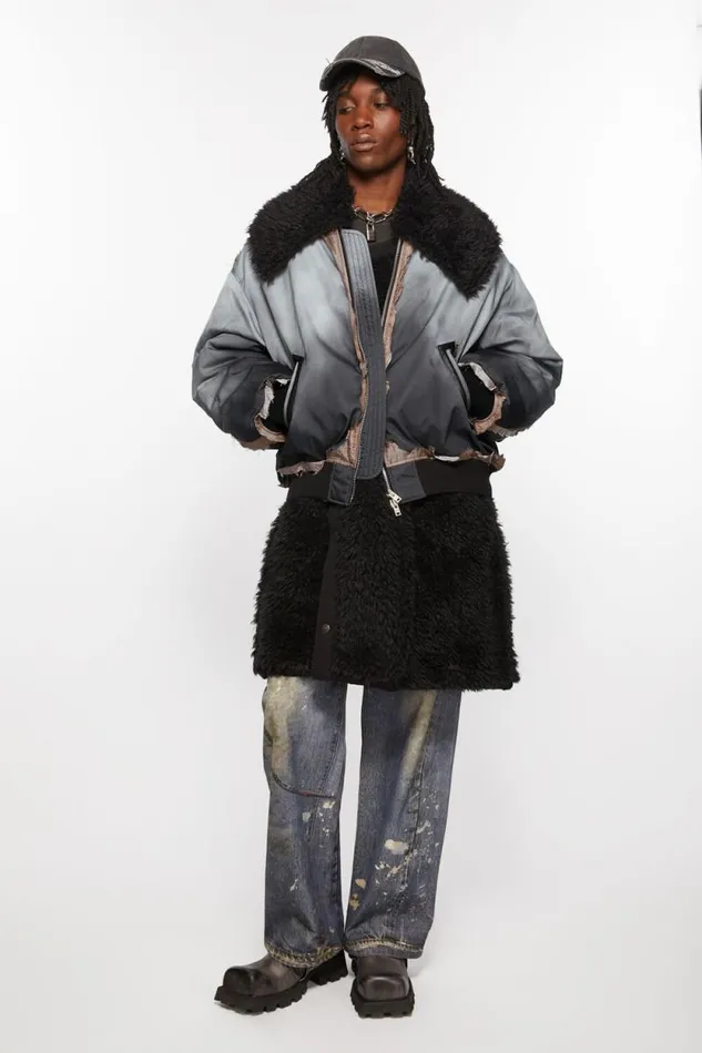 Acne Studios Bomber Layered Coat Faded Black Men Outerwear