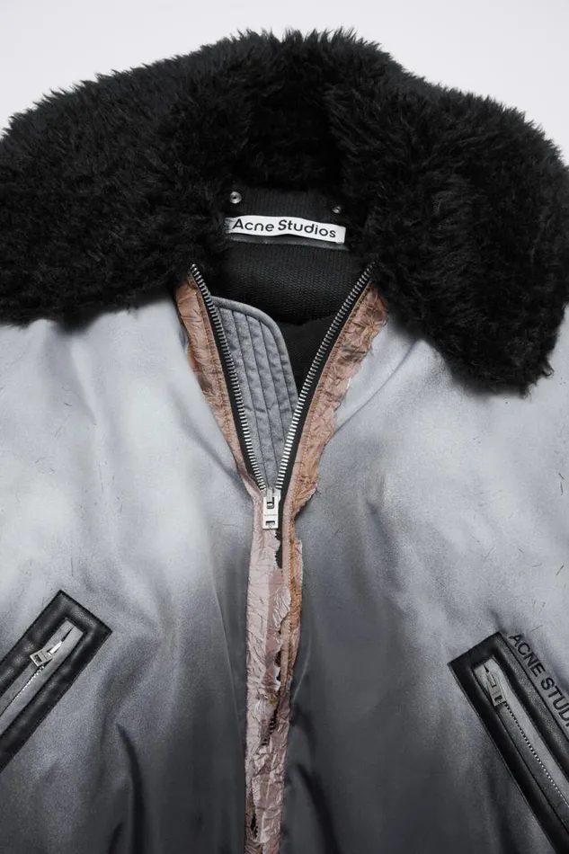 Acne Studios Bomber Layered Coat Faded Black Men Outerwear