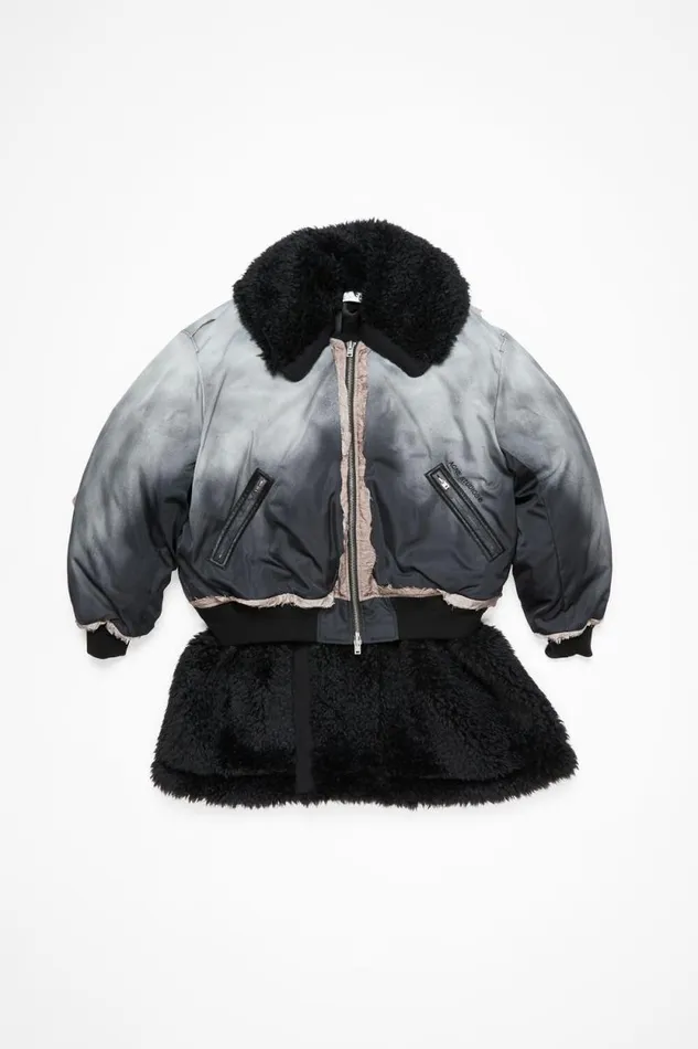 Acne Studios Bomber Layered Coat Faded Black Men Outerwear