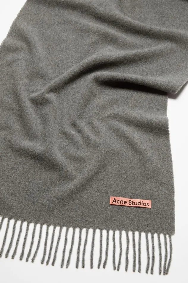 Acne Studios Cashmere Fringe Scarf 8211 Narrow Grey Melange Men Scarves