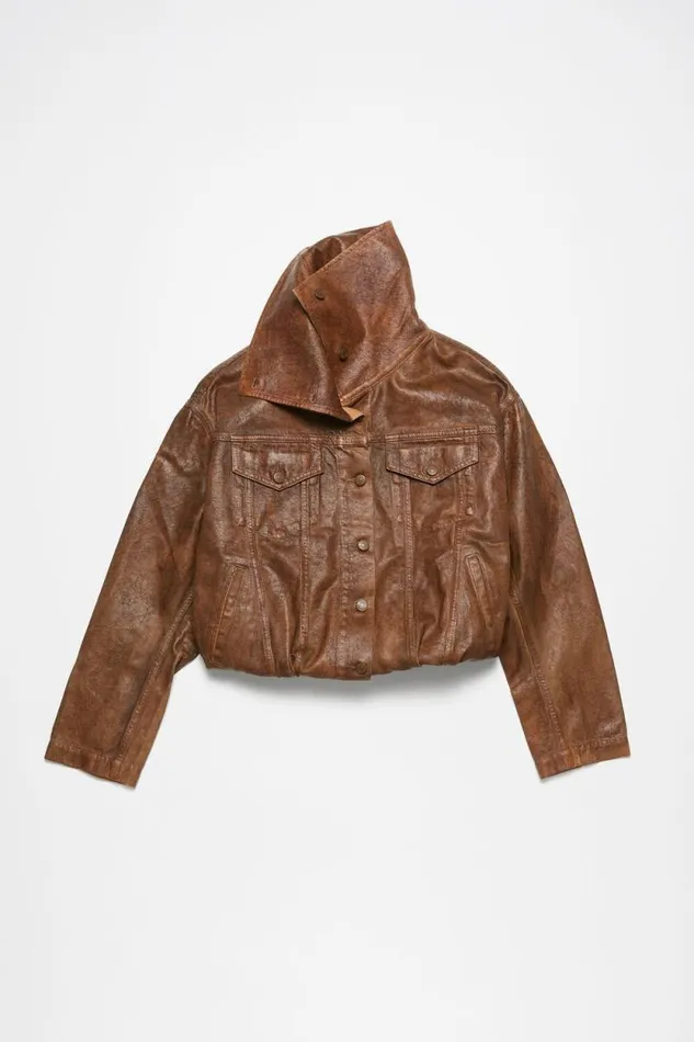 Acne Studios Coated Denim Jacket Cognac Brown Women Outerwear Acne Studios Coated Denim Jacket Cognac Brown Women Outerwear