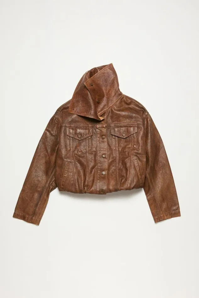 Acne Studios Coated Denim Jacket Cognac Brown Women Outerwear Acne Studios Coated Denim Jacket Cognac Brown Women Outerwear