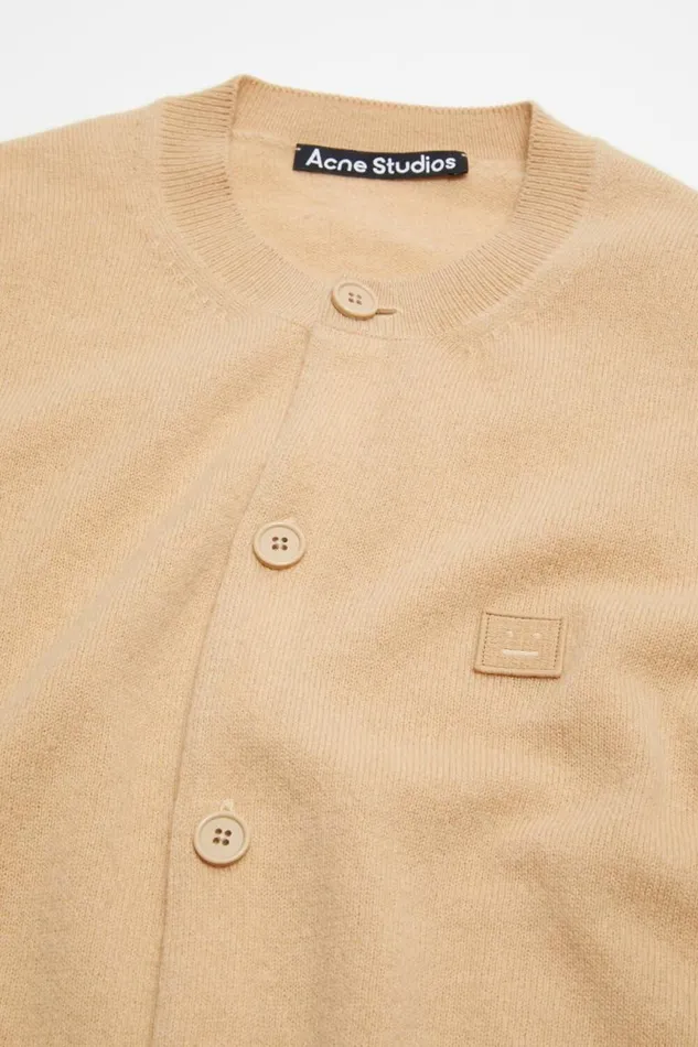Acne Studios Crew Neck Cardigan Biscuit Beige Women Knitwear