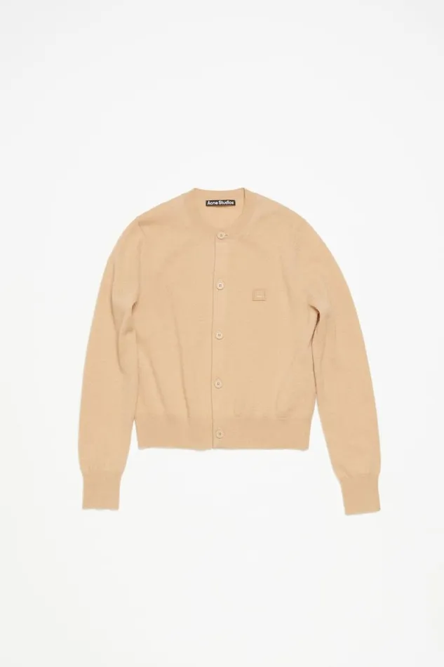Acne Studios Crew Neck Cardigan Biscuit Beige Women Knitwear