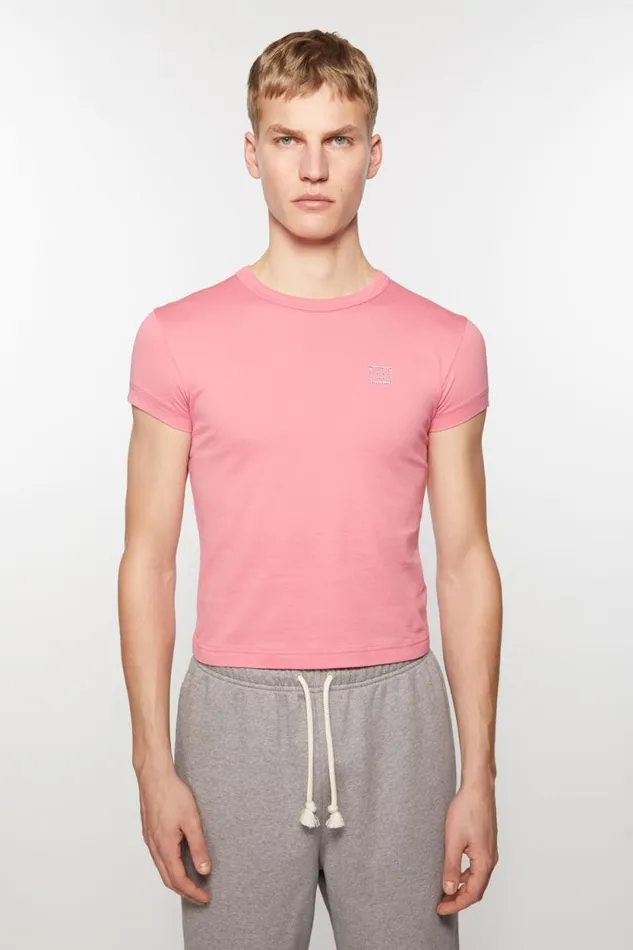 Acne Studios Crew Neck Tshirt 8211 Fitted Fit Tango Pink Women Tshirts