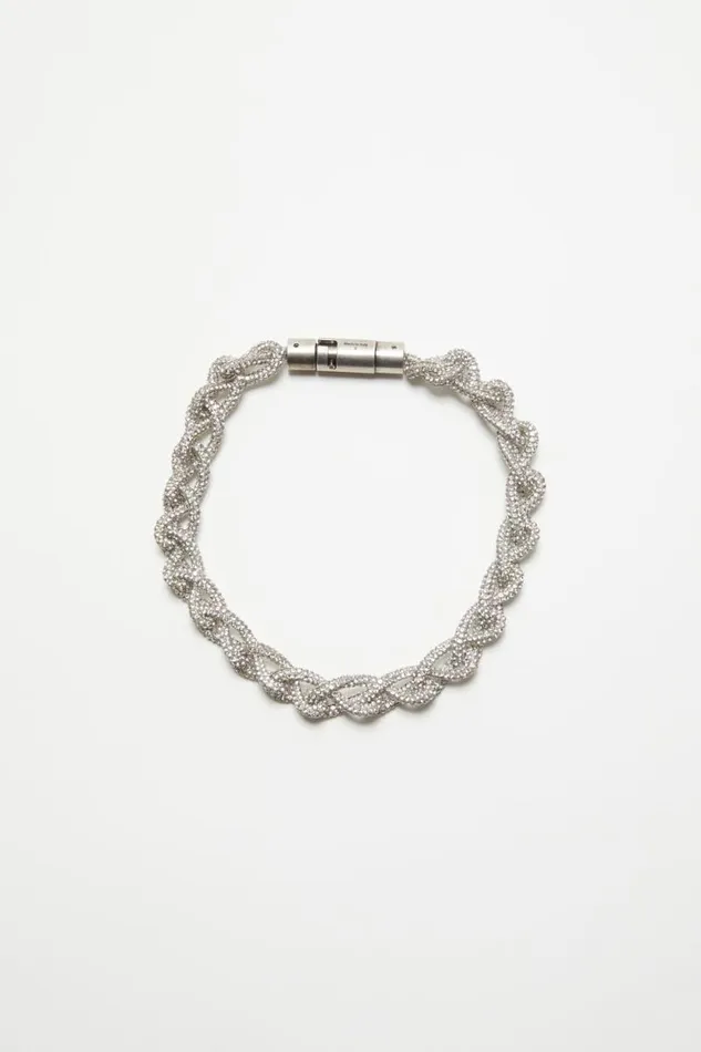 Acne Studios Crystal Cord Necklace Antique Silversilver Men Jewellery