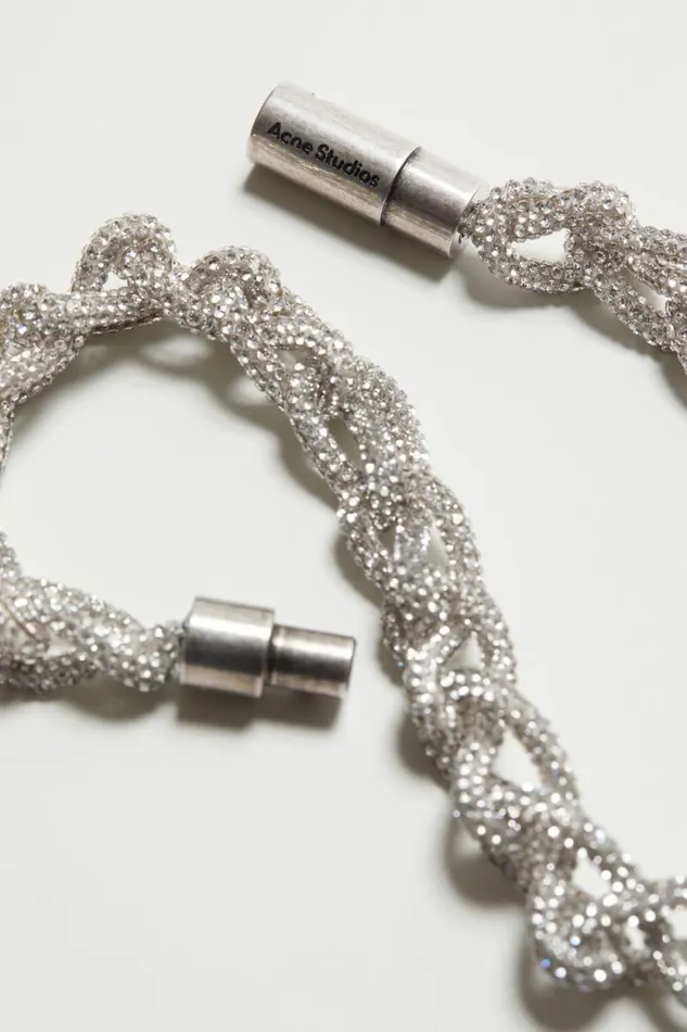 Acne Studios Crystal Cord Necklace Antique Silversilver Men Jewellery Acne Studios Crystal Cord Necklace Antique Silversilver Men Jewellery