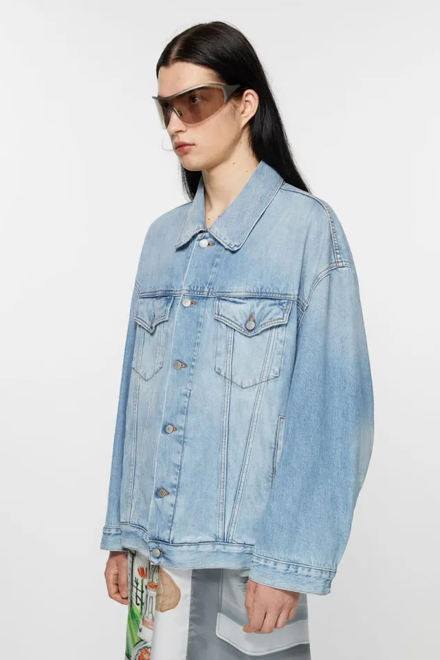 Acne Studios Denim Jacket 8211 Oversized Unisex Fit Light Blue Men Outerwear