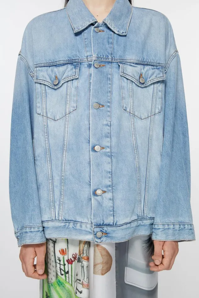 Acne Studios Denim Jacket 8211 Oversized Unisex Fit Light Blue Men Outerwear