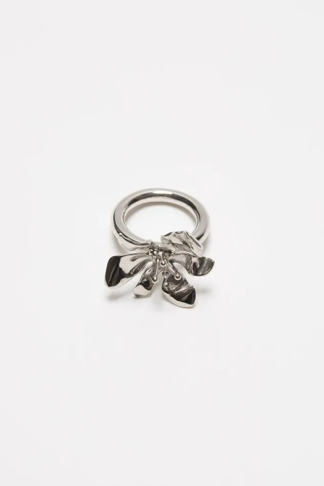 Acne Studios Flower Ring Silvertransparent Men Jewellery