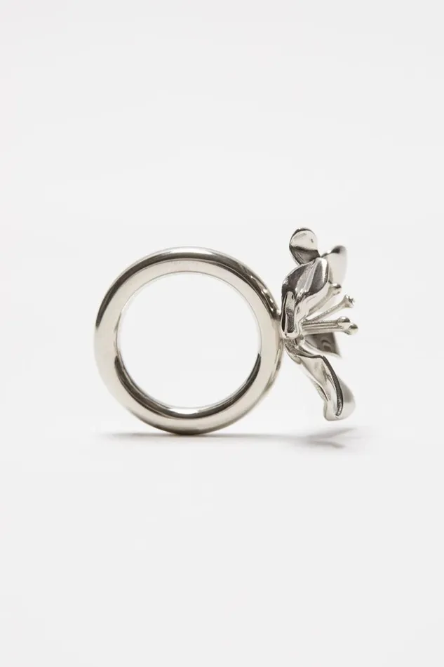 Acne Studios Flower Ring Silvertransparent Men Jewellery
