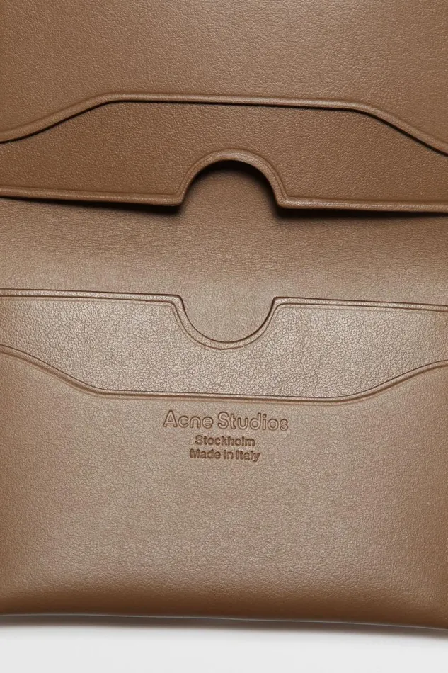 Acne Studios Folded Card Holder Camel Brown Men Small Leather Goods