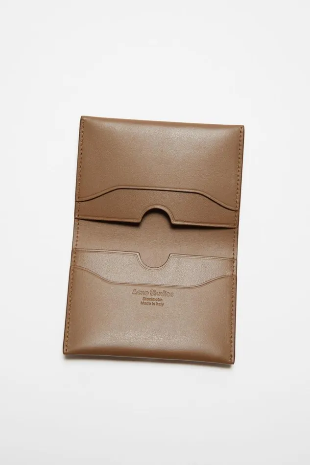 Acne Studios Folded Card Holder Camel Brown Men Small Leather Goods