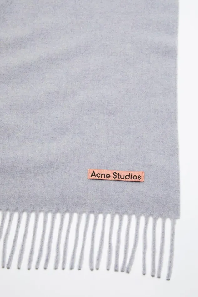 Acne Studios Fringe Wool Scarf 8211 Oversized Powder Blue Mlange Men Scarves