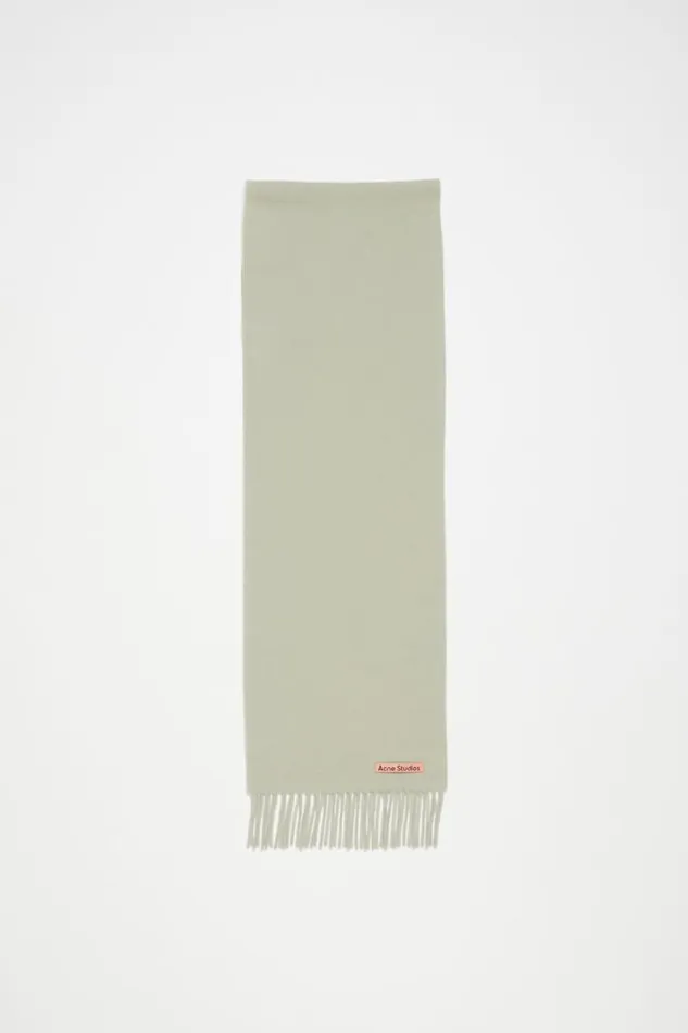 Acne Studios Fringe Wool Scarf 8211 Skinny Light Green Women Scarves