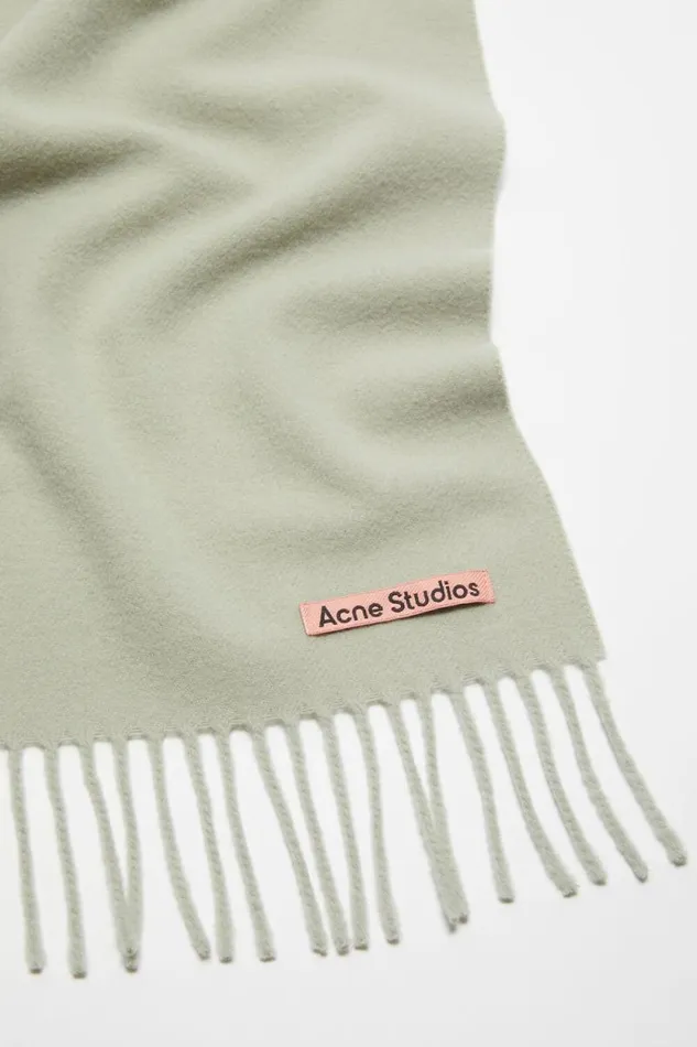 Acne Studios Fringe Wool Scarf 8211 Skinny Light Green Women Scarves Acne Studios Fringe Wool Scarf 8211 Skinny Light Green Women Scarves