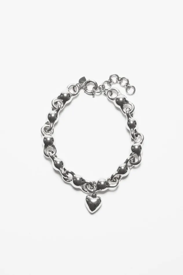 Acne Studios Heart Charm Necklace Antique Silver Women Jewellery