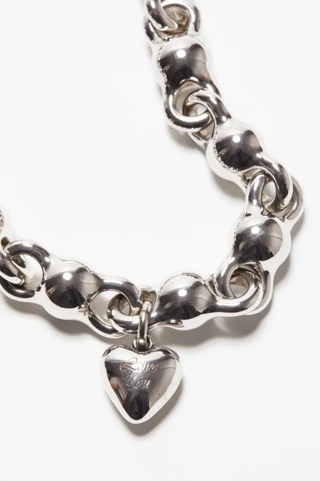 Acne Studios Heart Charm Necklace Antique Silver Women Jewellery Acne Studios Heart Charm Necklace Antique Silver Women Jewellery