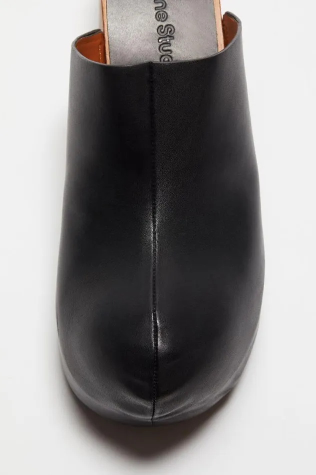 Acne Studios Leather Wood Clogs Black Women Shoes