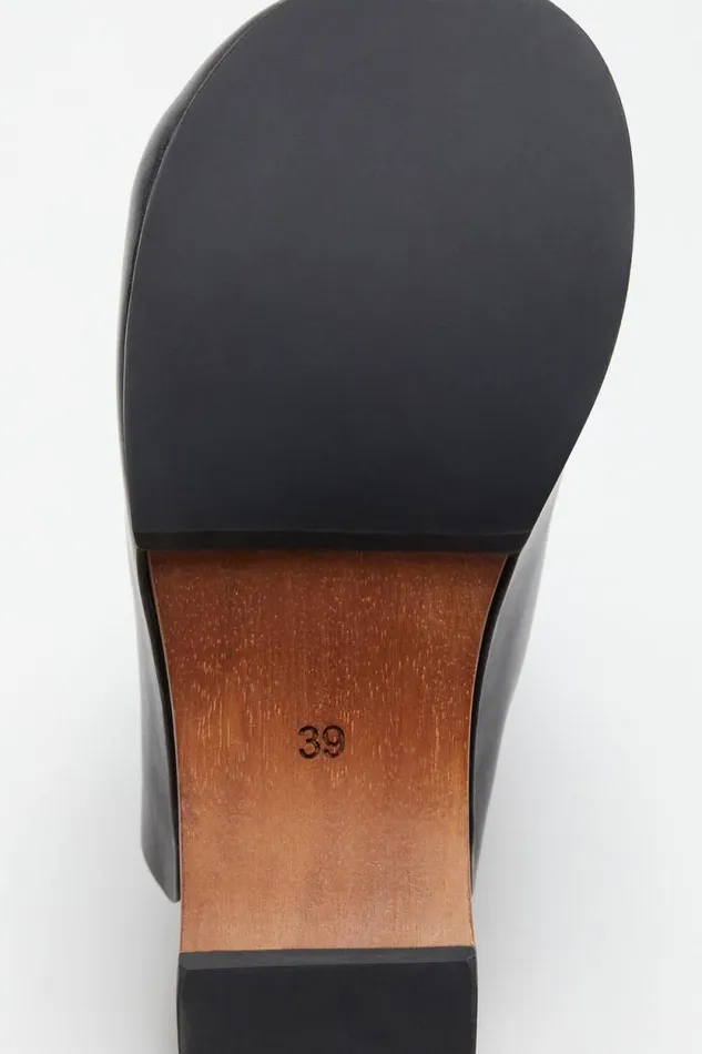 Acne Studios Leather Wood Clogs Black Women Shoes