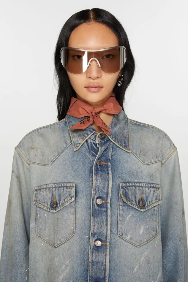 Acne Studios Light Print Scarf Rust Redblack Women Scarves