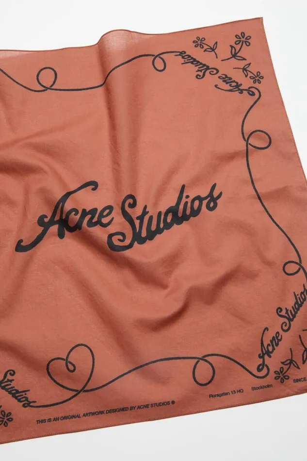 Acne Studios Light Print Scarf Rust Redblack Women Scarves