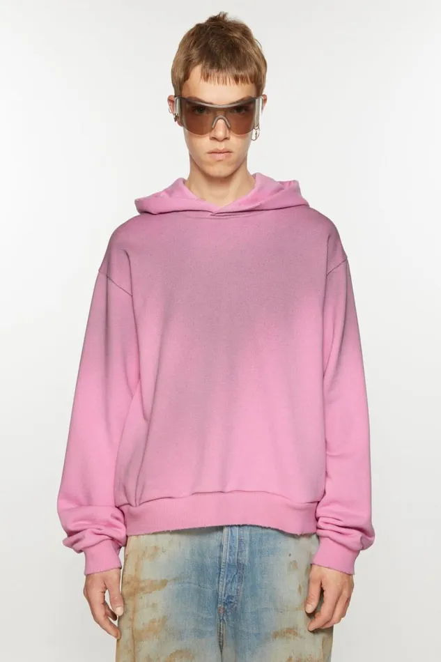 Acne Studios Logo Hooded Sweater Cotton Candy Pink Women Sweatshirts