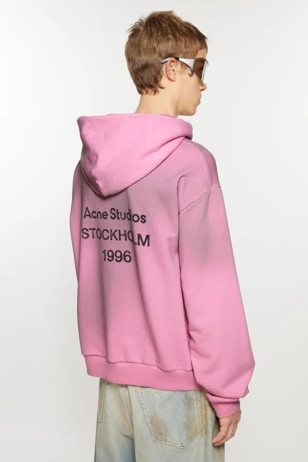 Acne Studios Logo Hooded Sweater Cotton Candy Pink Women Sweatshirts