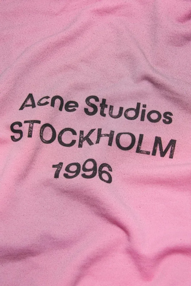 Acne Studios Logo Hooded Sweater Cotton Candy Pink Women Sweatshirts