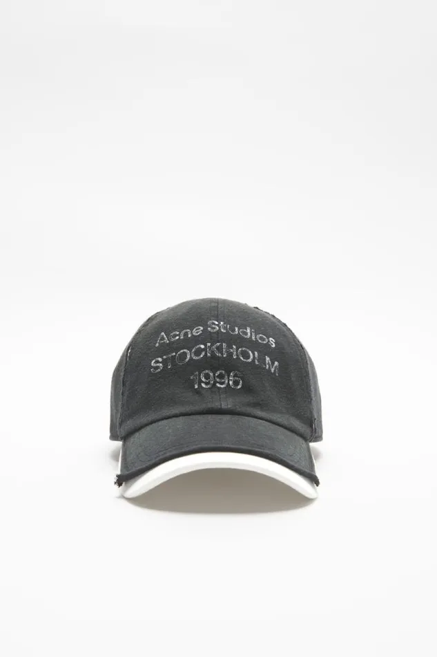 Acne Studios Logo Stamp Cap Black Men Hats