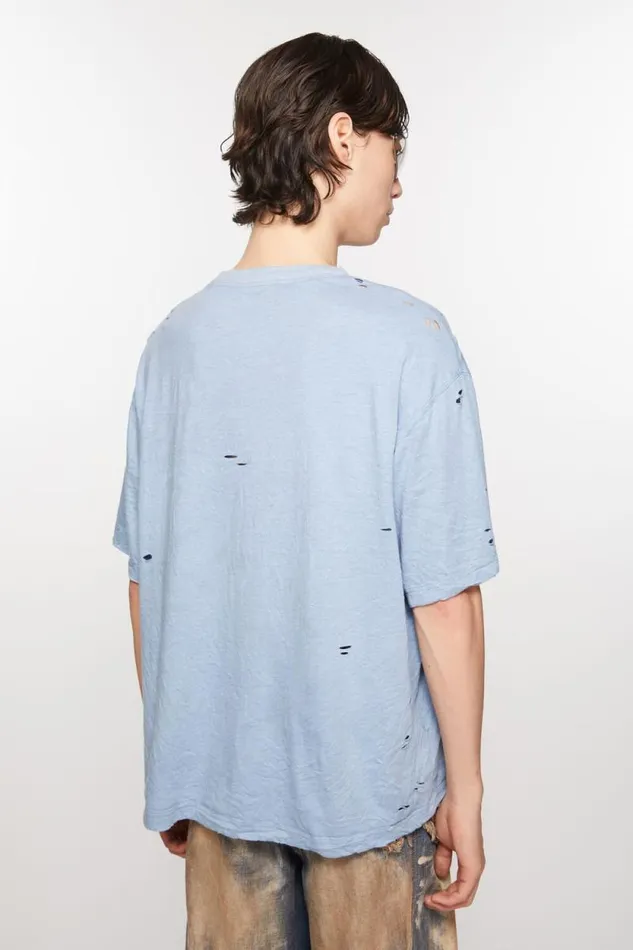Acne Studios Logo Tshirt 8211 Relaxed Fit Blue Melange Men Tshirts