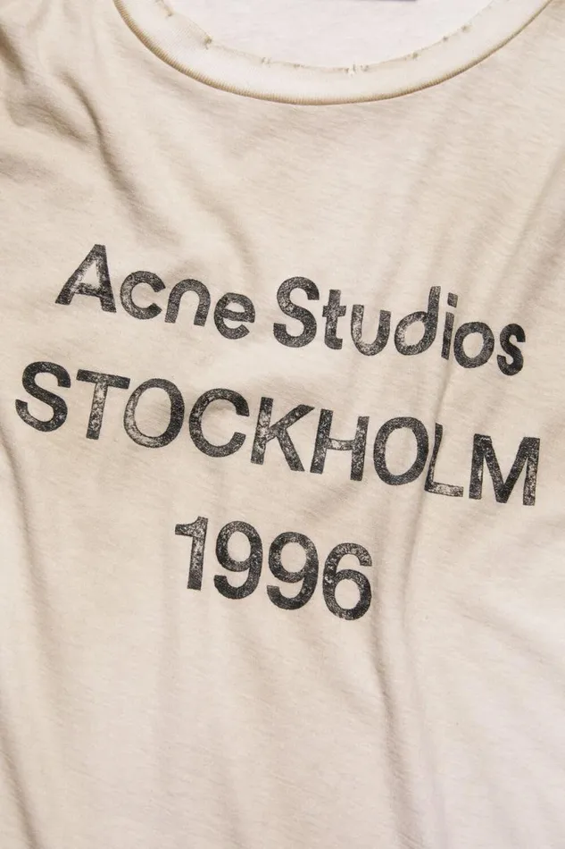 Acne Studios Logo Tshirt 8211 Relaxed Fit Dusty White Men Tshirts Acne Studios Logo Tshirt 8211 Relaxed Fit Dusty White Men Tshirts