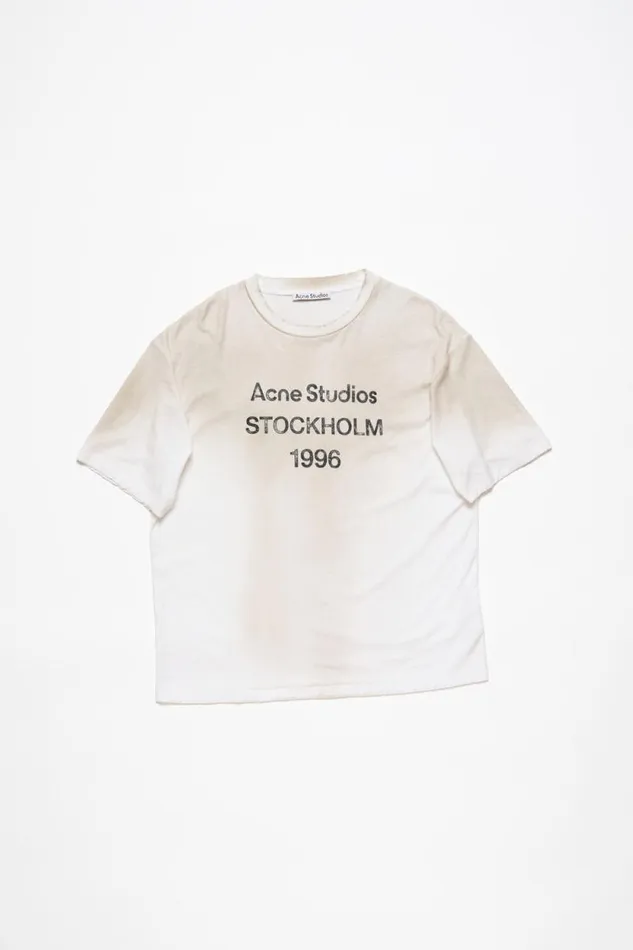 Acne Studios Logo Tshirt 8211 Relaxed Fit Dusty White Men Tshirts Acne Studios Logo Tshirt 8211 Relaxed Fit Dusty White Men Tshirts