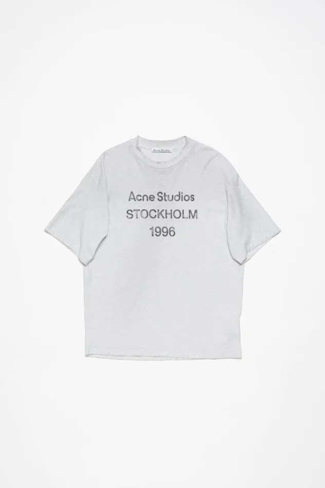 Acne Studios Logo Tshirt 8211 Relaxed Unisex Fit Pale Grey Melange Men Tshirts Acne Studios Logo Tshirt 8211 Relaxed Unisex Fit Pale Grey Melange Men Tshirts