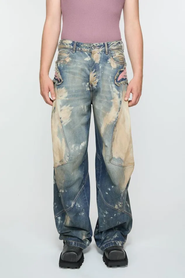 Acne Studios Loose Fit Denim Trousers Mid Blue Men Jeans