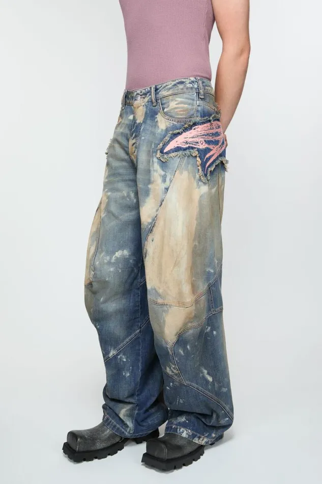 Acne Studios Loose Fit Denim Trousers Mid Blue Men Jeans