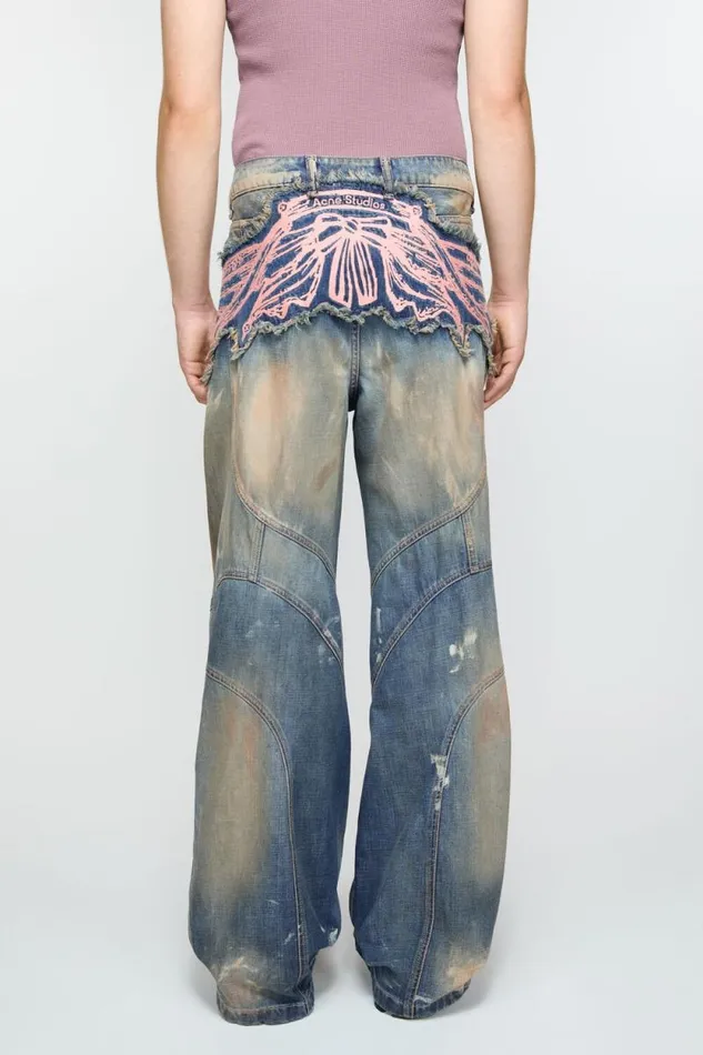 Acne Studios Loose Fit Denim Trousers Mid Blue Men Jeans