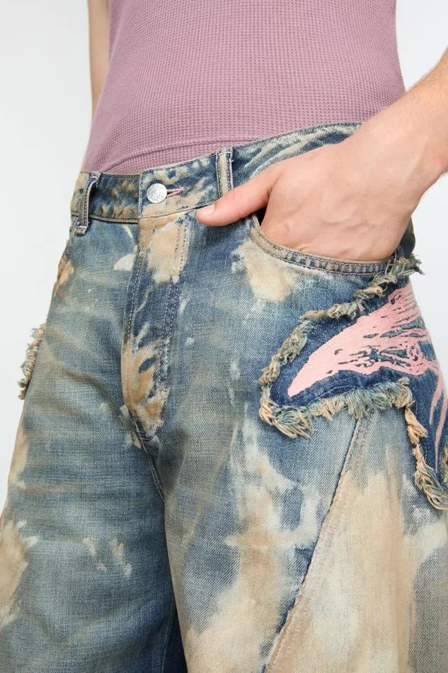 Acne Studios Loose Fit Denim Trousers Mid Blue Men Jeans
