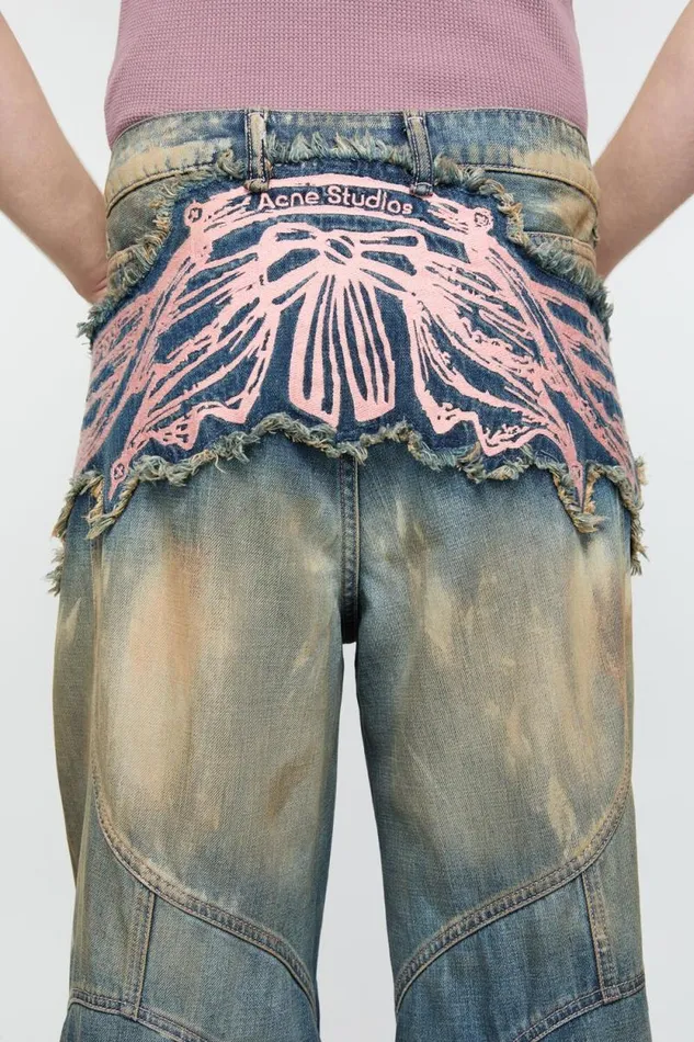 Acne Studios Loose Fit Denim Trousers Mid Blue Men Jeans