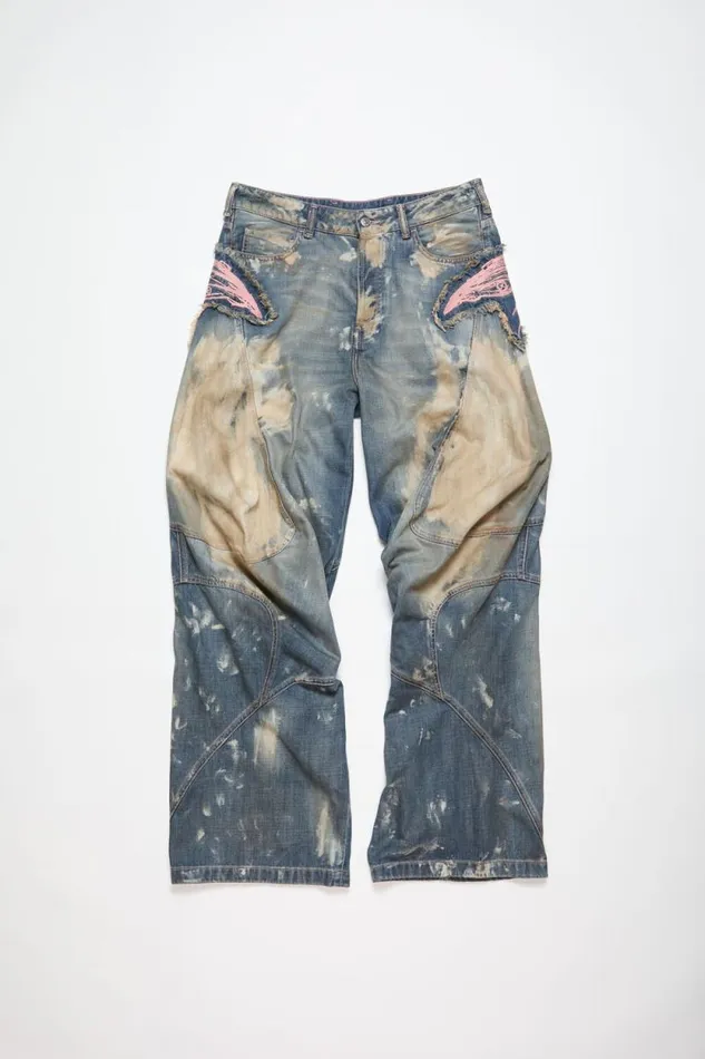 Acne Studios Loose Fit Denim Trousers Mid Blue Men Jeans