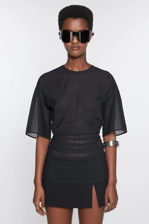Acne Studios Mesh Tshirt Black Women Shirts and Blouses