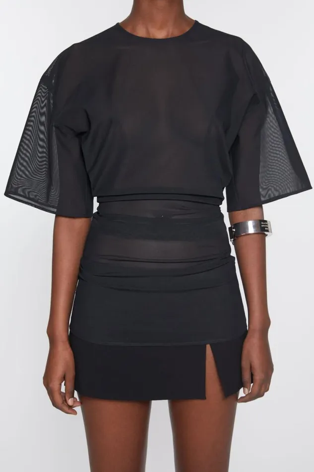 Acne Studios Mesh Tshirt Black Women Shirts and Blouses